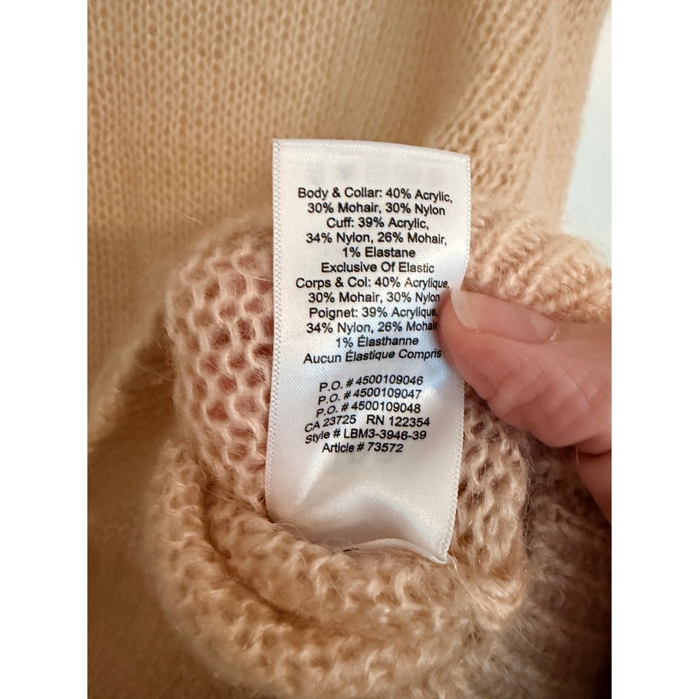 Tna Aritzia Cropped Mohair Blend Sweater Womens XS Peach Open Knit 73572 - Picture 6 of 7